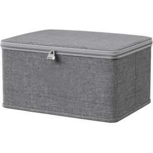 Mevronisshop-Boîte De Stockage Verrouillable, 30 X 20 X 14cm Boîte De Rangement Pliable Avec Pouvercle, Boîte Avec Serrure, Lavable, Adaptées Au Rangement Des Médicaments,Vêtements,Jouets - Neuf