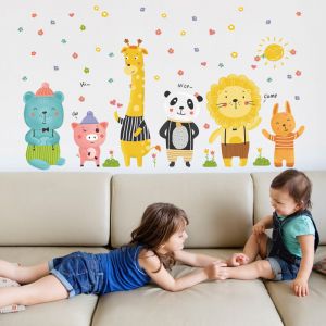 Stickers Mural Animaux Enfants - Autocollants Muraux Lion Girafe Stickers Muraux ​P&eacute;pini&egrave;re D'enfant D&eacute;coration De Maison - Neuf