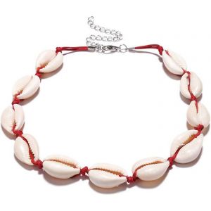 Kal-Collier Ras-Du-Cou Boh&egrave;me Pour Femme En Coquillages Cauris - Neuf