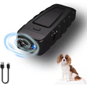 (Noir) Répulsif Anti-Aboiement Portable Pour Chien À Ultrasons Pour Chiens Et Chats, Lampe Torche Led Rechargeable - Neuf
