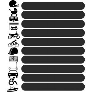 Set Of 10 Pvc High Visibility Reflective Night Visibility Safety Stickers For Bike, Helmet, Stroller, Toys, Caravan, Roller, Black Boat D 61 - Neuf