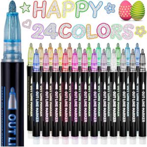 Feutres Paillettes, Cadeau Fille 4-12 Ans, 24 Stylo Paillette Marqueur Magique, Idee Cadeau Ado Fille Pour Peinture, Scrapbooking, Inscription Scolaire, Travaux Manuels, Loisirs Cr&eacute;atifs Fille - Neuf