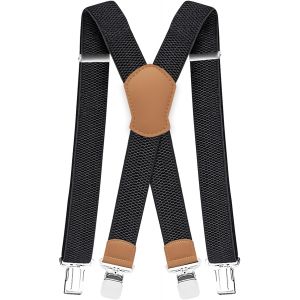 CAUC-Bretelles Homme 4cm Larges Vintage Fort Durables Enti&egrave;rement R&eacute;glables avec 4 M&eacute;tal Clips X forme pour Homme et Femme - Neuf