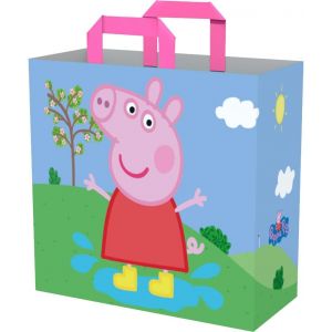 KAL-Peppa Pig Sac Cabas - Taille M 40 X 45 X 20 Cm - Matière Recyclée - Bleu Et Vert - Neuf
