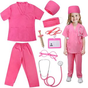 ERYI-Costume De Docteur Pour Enfants, Jouets Pour Filles, Déguisement D'Infirmière, Costume D'Halloween, Tenue De Docteur Avec Accessoires, Tenue De Jeu De Rôle Pour Filles De 3 À 10 Ans - Neuf