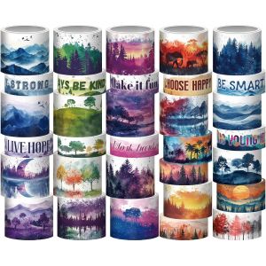 Washi Tape Lot De 32 Rouleaux De Ruban Washi Naturel Pour Journal,Planificateur,Masquage D'arbres,Accessoires De Scrapbooking,Fournitures De Journaux Ind&eacute;sirables (Printemps,&Eacute;t&eacute;,Automne - Neuf