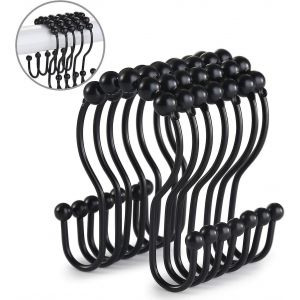 crochets pour rideau de douche,12 anneaux de rideau de douche,rouleau en acier inoxydable résistant à la rouille balance sli - Neuf