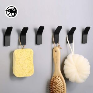 YEMAESRE-6 Pièces Crochet Adhésif, Crochet Mural Salle De Bains, Porte Serviette Auto-Adhesif Support Mural Pour Peignoir, Cape, Serviette, Clés, Sacs, Maison, Cuisine, Salle De Bain, Aluminium, Nero - Neuf