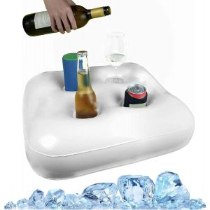 Porte-gobelet gonflable pour bar de piscine avec 4 trous de rangement, plateau flottant pour piscine et plage, idéal pour les fêtes d'été et les vacances - Neuf
