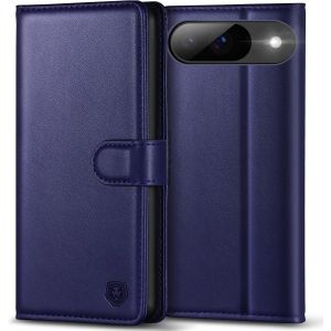 LORANKA-&Eacute;tui pour Google Pixel 9, &eacute;tui pour Google Pixel 9 Pro avec 4 emplacements pour cartes, fermeture magn&eacute;tique et b&eacute;quille, coque de protection antichoc pour Pixel 9 / Pixel 9 Pro &iquest; Bleu - Neuf