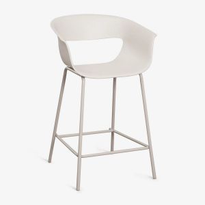Tabouret De Jardin Haut En Polypropyl&egrave;ne Et Acier Alanys Blanc De Pierre ?65 Cm - Neuf