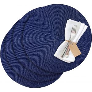 MEVRONISSHOP-Lot de 4 Sets de Table Circle, Bleu, Gris, diam&egrave;tre 38 cm, &eacute;dition Saleen, 01211018154 - Neuf