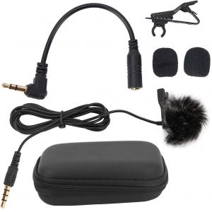 Kit de microphone cravate portable noir 3,5 mm pour enregistrement sur telephone portable - Neuf