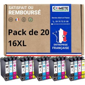 ERYI-Comete, Marque Française - 16Xl - 20 Cartouches D'Encre Compatibles Avec Epson 16 Xl Stylo Plume - Pour Epson Wf-2010W Wf-2520Nf Wf-2530Wf Wf-2540Wf Wf-2630Wf Wf-2650Dwf Wf-2750Dwf - Neuf