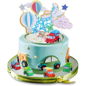 TRAHOO-Décoration Gâteau Anniversaire Garçon 1-5 Ans - Topper Voiture Avion Cars pour Fête d'Enfants - Cadeau et Déco - Neuf