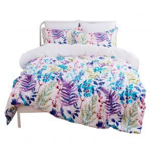 Hjlian Parure De Lit 3 Pieces En Polyester Avec Housse De Couette Douce Et Motif Vegetal 3d (Taille Queen) - Neuf