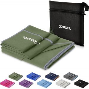 Lot De 3 Serviettes De Voyage En Microfibre-152 X 80 Cm/80 X 38 Cm/38 X 38 Cm-Séchage Rapide-Serviettes Absorbantes En Microfibre Pour Salle De Gym,Voyage,Plage,Sauna (Gris Olive) - Neuf