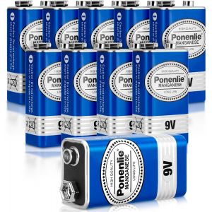 10X Pile 9V, Piles 9V Longue Durée 9 Volts Batterie Carrée pour Détecteur de Fumée/CO, électroniques et Audio, Télécommandée - Neuf