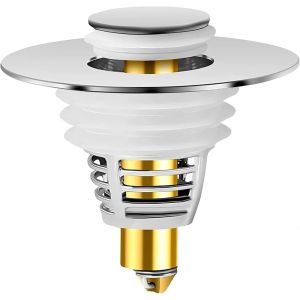 YEMAESRE-Bouchon De Lavabo, Bonde Universel Pop-Up, Bonde D'Écoulement Pour Lavabo À Poser, Bouchon De Baignoire Avec Tamis Anti-Clogging, Valve De Vidange En Laiton (32-42 Mm) - Neuf