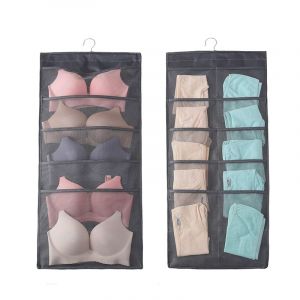 Organiseur De Placard Suspendu Pour Sous-Vêtements, Chaussettes, Soutien-Gorge, 15 Poches De Rangement Double Face, Pliable Et Peu Encombrant, Pour Culottes, Soutien-Gorge, Cravates-Générique - Neuf