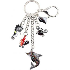Kal-Cute Dauphin Porte-Clés Hippocampe Porte-Clés Crabe Charms Coquillage Bijoux Pour Femme Filles Océan Cadeaux - Neuf