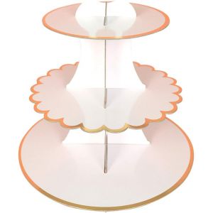 Pr&eacute;sentoir G&acirc;teau Carton,Support &Agrave; Cupcakes 3 Niveaux,Dessert Tour D'affichage Plateau,&Eacute;tag&egrave;re De Petit G&acirc;teau Pour La F&ecirc;te Anniversaire Mariage (Blanc) - Neuf