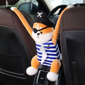Boîte à mouchoirs pour voiture, boîte à mouchoirs créative en forme de poupée Captain Dog, boîte à mouchoirs pour dossier de siège de voiture, boîte à mouchoirs pour accoudoir, boîte à mouchoirs pou - Neuf