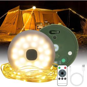 Jgd-Guirlande Lumineuse De Camping Enroulable,10m 3 En 1 Guirlande Lumineuse De Camping Portable Rechargeable Ext&eacute;rieur Avec Usb, 9 Modes D'&eacute;clairage 100led Lampe De &Eacute;tanche Poche Jardin, Mur - Neuf