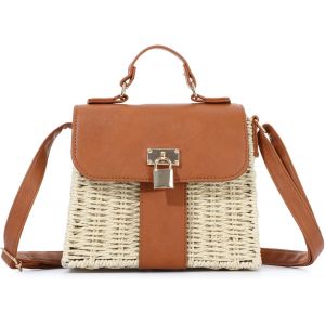 SJZG-Sac &Agrave; Bandouli&egrave;re En Paille Pour Femmes, Sac &Agrave; Main En Paille De Plage D'&Eacute;t&eacute;, Sac &Agrave; Bandouli&egrave;re Unique De Voyage De Vacances - Neuf