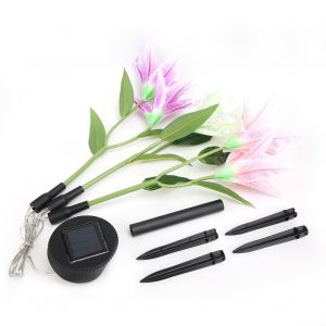 Hjlian Lampe De Jardin Solaire A Led Style Lys, 3 Couleurs, Pour Cour Exterieure - Neuf