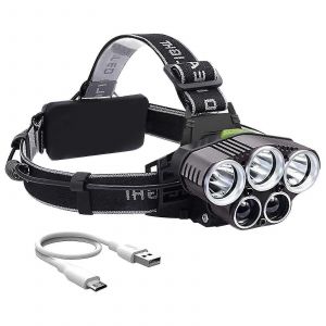 Lampe Frontale 5 Led Rechargeable Par Usb Pour La Pêche Nocturne - Neuf