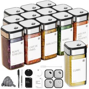 Pots À Épices Avec Couvercles Pivotants 12,Bocaux À Épices Rembourrés De 120ml. Avec Étiquettes Pour Le Stockage Des Épices,Bouteilles À Épices Carrées Pour Les Étagères À Épices - Neuf