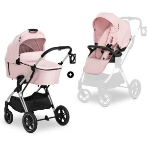 Asfasfq-Hauck Poussette 2 En 1 Vision X - Avec Nacelle, Siège Réversible Et Couvre-Jambes, Roues En Caoutchouc, Pliable Et Compacte, Porte Gobelet, Jusqu'à 22 Kg - Rose Mélange - Neuf