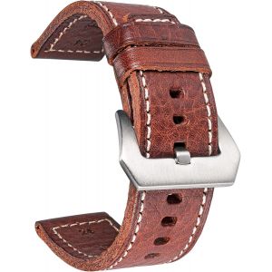 Cauc-Bracelet De Montre En Cuir V&eacute;ritable, Retro Vintage 20 22 24 26mm Bracelet De Montre En Cuir De Remplacement Fait Main Pour Hommes Et Femmes - Neuf