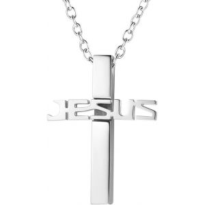 Kal-Collier Croix Chrétienne Acier Inoxydable/Or/Noir Pendentif Inri Avec Chaîne Réglable 55+5 Cm Bijoux Religieux Bapteme Protection Personnalisable Pour Homme Femme (Boîte Cadeau) - Neuf