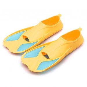 1 Paire De Palmes D'entrainement De Natation Pour Enfants, Equipement D'apprentissage De La Natation Pour Garcons Et Filles, Jaune Cyan Clair Xxxxs (30-31) - Neuf