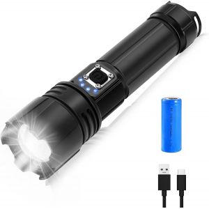Eryi-Lampe Torche Led Ultra Puissante Rechargeable,20000 Lumens Zoomable Lampe De Poche, Ipx5 Étanche 5 Modes Flashlight Lampe Torche Ultra Puissant Lampe Tactique Pour Randonnée Camping - Neuf