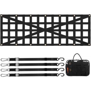 Nouvelhorizonstore-Filet De Hayon, 1370 X 470 Mm, Filet De Chargement Robuste Pour Camion, 4 Sangles T&eacute;lescopiques R&eacute;glables, Conception Renforc&eacute;e En Croix, Extensible Et Durable, Pour Pick-Up, Remor - Neuf