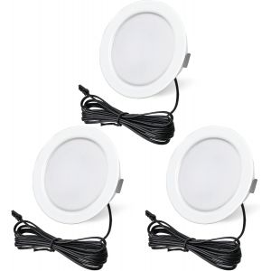 Ulteronixshop-Led Spot 12v Encastrable, Spot Led Encastrable 12v Dimmable 3,5w 4000k Blanc Neutre 300lm Extra Plat, Encastr&eacute; Lampe Plafonnier Led Lumi&egrave;res Pour Meuble Avec C&acirc;ble De 2m, Lot De 3, Blan - Neuf