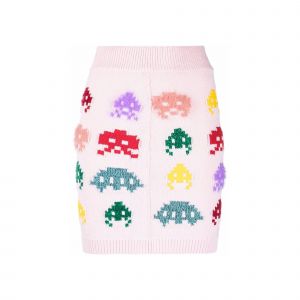 Jupe En Mélange De Laine Tricotée Rose Stella Mccartney - Neuf