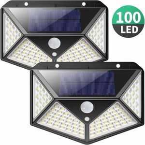 Lampe Solaire Extérieur 100 Led 2200 Mah Éclairage Extérieur Étanche 270° Lumière Solaire Détecteur De Mouvement 180 ° Spot Solaire Applique Solaire Pour Jardin - Neuf