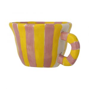 Tasse En Gr&egrave;s Jaune Et Rose H7 - Neuf