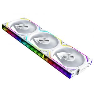 Interstellar-V2RS Daisy Chain RGB PC Ventilateur 120MM 3er Pack,1850RPM/68CFM/2.4mmH2O,5V3PIN ARGB und 12V4PIN PWM Ventilateur (Blanc) - Neuf
