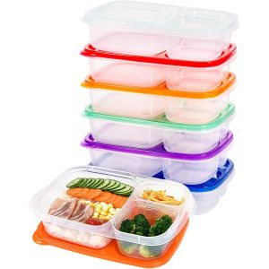 Subzonal-Lot De 7 Box Avec Couvercle, Box Sans Bpa, Bo&icirc;te Repas Avec Trois Compartiments, Boites Alimentaires Repas, Adapt&eacute; Micro Ondes, Lave Vaisselle, Couleur De Arc En Ciel - Neuf