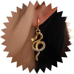 Boucles D'oreilles Pendantes Serpent En Cristal Boucles D'oreilles Cr&eacute;oles Serpent Dor&eacute;es Boucles D'oreilles Cr&eacute;oles Huggie Serpent En Strass Bijoux Punk Animal Serpent Pour Femmes - Neuf