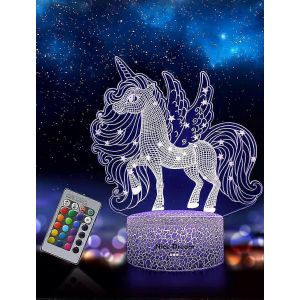 Cadeaux Licorne Pour Filles, Veilleuse Licorne Pour Enfants, Lampe Licorne &Agrave; 16 Couleurs Changeantes Avec T&eacute;l&eacute;commande, Id&eacute;es Cadeaux D'anniversaire Saint Valentin Pour Fille Femme - Neuf
