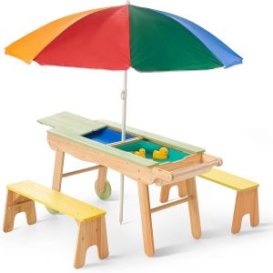 Ulteronixshop-Table de jeu 3 en 1 pour enfants avec table &agrave; boue en bois pour le jardin, meubles de jardin pour enfants, pour l'ext&eacute;rieur et l'int&eacute;rieur - Neuf