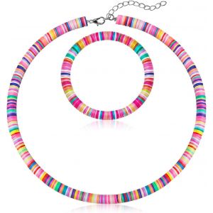 Kal-Heishi Collier De Surfeur Collier Ras Du Cou Bohème Et Bracelet De Perle Bohème Bijoux Pour Femmes Filles - Neuf