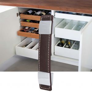 Poignees en cuir pour armoire, tiroir, placard, porte de penderie, meuble (192 mm) - Neuf