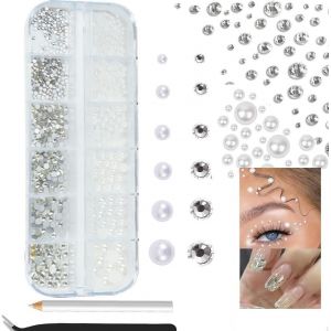 Kal-Ss5-Ss10 -Lot De 2 000 Strass Pour Ongles -En Cristal Blanc -Semi-Conducteur -Dos Plat Rond Et Plat -Verre K9 -Pour Nail Art -Maquillage Des Yeux - Neuf